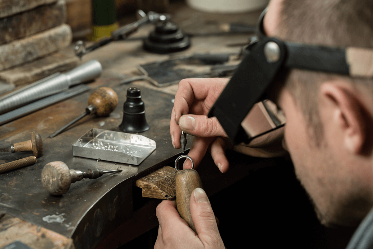 Customized Jewelry Design, Manufacturing and Repairs in San Francisco 4 Man Working on RIng